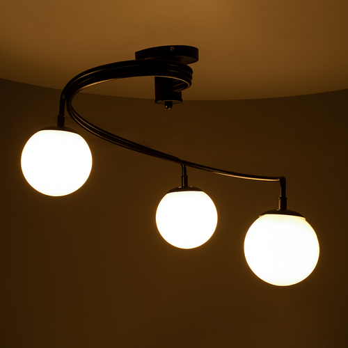 GloboStar® SELINA 01089 Μοντέρνο Φωτιστικό Οροφής Μπάλα Τρίφωτο 3 x E27 IP20 Μαύρο Μέταλλο με Λευκό Γυαλί - Μ60 x Π60 x Υ45cm GloboStar® SELINA 01089 Μοντέρνο Φωτιστικό Οροφής Μπάλα Τρίφωτο 3 x E27 IP20 Μαύρο Μέταλλο με Λευκό Γυαλί - Μ60 x Π60 x Υ45cm