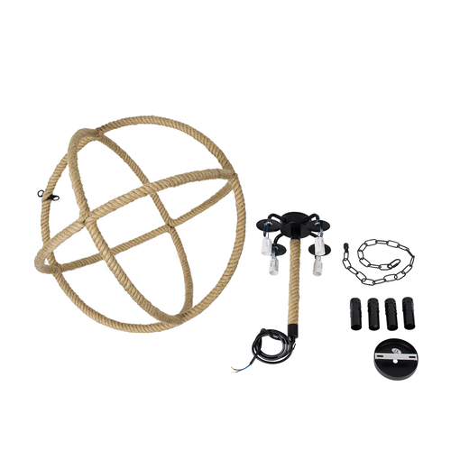 GloboStar® VITRUVIAN 01141 Vintage Κρεμαστό Φωτιστικό Ανάρτηση Πολύφωτο 4 x E14 IP20 Μαύρο Μέταλλο με Μπεζ Σχοινί - Μ53 x Π53 x Υ53cm GloboStar® VITRUVIAN 01141 Vintage Κρεμαστό Φωτιστικό Ανάρτηση Πολύφωτο 4 x E14 IP20 Μαύρο Μέταλλο με Μπεζ Σχοινί - Μ53 x Π53 x Υ53cm