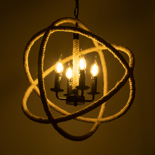 GloboStar® VITRUVIAN 01141 Vintage Κρεμαστό Φωτιστικό Ανάρτηση Πολύφωτο 4 x E14 IP20 Μαύρο Μέταλλο με Μπεζ Σχοινί - Μ53 x Π53 x Υ53cm GloboStar® VITRUVIAN 01141 Vintage Κρεμαστό Φωτιστικό Ανάρτηση Πολύφωτο 4 x E14 IP20 Μαύρο Μέταλλο με Μπεζ Σχοινί - Μ53 x Π53 x Υ53cm