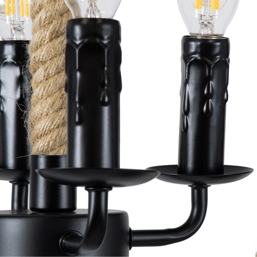 GloboStar® VITRUVIAN 01141 Vintage Κρεμαστό Φωτιστικό Ανάρτηση Πολύφωτο 4 x E14 IP20 Μαύρο Μέταλλο με Μπεζ Σχοινί - Μ53 x Π53 x Υ53cm GloboStar® VITRUVIAN 01141 Vintage Κρεμαστό Φωτιστικό Ανάρτηση Πολύφωτο 4 x E14 IP20 Μαύρο Μέταλλο με Μπεζ Σχοινί - Μ53 x Π53 x Υ53cm