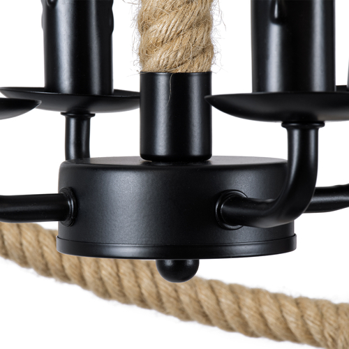 GloboStar® VITRUVIAN 01141 Vintage Κρεμαστό Φωτιστικό Ανάρτηση Πολύφωτο 4 x E14 IP20 Μαύρο Μέταλλο με Μπεζ Σχοινί - Μ53 x Π53 x Υ53cm GloboStar® VITRUVIAN 01141 Vintage Κρεμαστό Φωτιστικό Ανάρτηση Πολύφωτο 4 x E14 IP20 Μαύρο Μέταλλο με Μπεζ Σχοινί - Μ53 x Π53 x Υ53cm