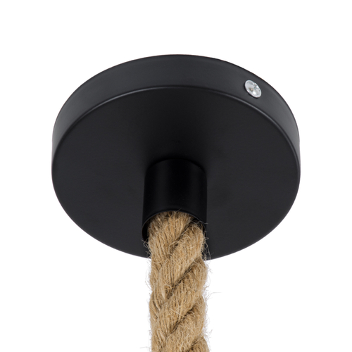 GloboStar® SAHARA 01146 Vintage Κρεμαστό Φωτιστικό Καμπάνα Μονόφωτο 1 x E27 IP20 Μαύρο Μέταλλο με Μπεζ Σχοινί - Μ31 x Π31 x Υ14cm GloboStar® SAHARA 01146 Vintage Κρεμαστό Φωτιστικό Καμπάνα Μονόφωτο 1 x E27 IP20 Μαύρο Μέταλλο με Μπεζ Σχοινί - Μ31 x Π31 x Υ14cm