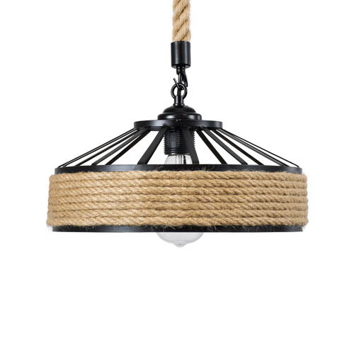 GloboStar® SAHARA 01146 Vintage Κρεμαστό Φωτιστικό Καμπάνα Μονόφωτο 1 x E27 IP20 Μαύρο Μέταλλο με Μπεζ Σχοινί - Μ31 x Π31 x Υ14cm GloboStar® SAHARA 01146 Vintage Κρεμαστό Φωτιστικό Καμπάνα Μονόφωτο 1 x E27 IP20 Μαύρο Μέταλλο με Μπεζ Σχοινί - Μ31 x Π31 x Υ14cm