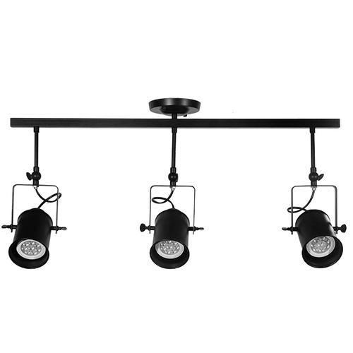 GloboStar® HOLLYWOOD 01155 Vintage Φωτιστικό Οροφής Ράγα Τρίφωτο 3 x E27 IP20 Μαύρο Μέταλλο - Μ13 x Π78 x Υ38cm