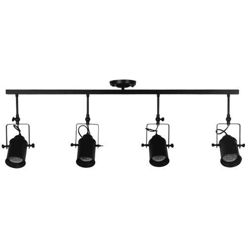 GloboStar® HOLLYWOOD 01156 Vintage Φωτιστικό Οροφής Ράγα Πολύφωτο 4 x E27 IP20 Μαύρο Μέταλλο - Μ13 x Π110 x Υ38cm GloboStar® HOLLYWOOD 01156 Vintage Φωτιστικό Οροφής Ράγα Πολύφωτο 4 x E27 IP20 Μαύρο Μέταλλο - Μ13 x Π110 x Υ38cm