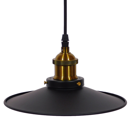 GloboStar® CARAVEL 01167 Vintage Κρεμαστό Φωτιστικό Καμπάνα Μονόφωτο 1 x E27 IP20 Μαύρο & Χρυσό Μέταλλο - Μ22 x Π22 x Υ13cm