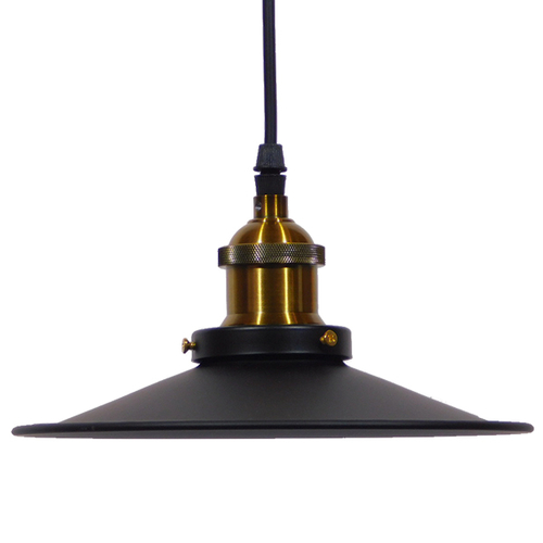 GloboStar® CARAVEL 01167 Vintage Κρεμαστό Φωτιστικό Καμπάνα Μονόφωτο 1 x E27 IP20 Μαύρο & Χρυσό Μέταλλο - Μ22 x Π22 x Υ13cm