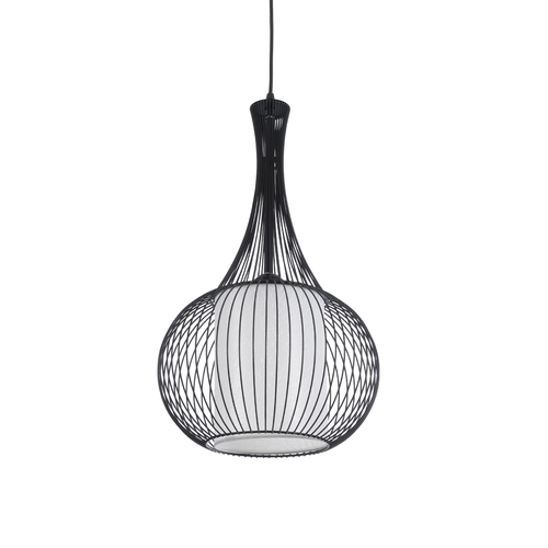 GloboStar® REA 01198 Μοντέρνο Κρεμαστό Φωτιστικό Πλέγμα Μονόφωτο 1 x E27 IP20 Μαύρο Μέταλλο με Λευκό Ύφασμα - Μ30 x Π30 x Υ50cm GloboStar® REA 01198 Μοντέρνο Κρεμαστό Φωτιστικό Πλέγμα Μονόφωτο 1 x E27 IP20 Μαύρο Μέταλλο με Λευκό Ύφασμα - Μ30 x Π30 x Υ50cm