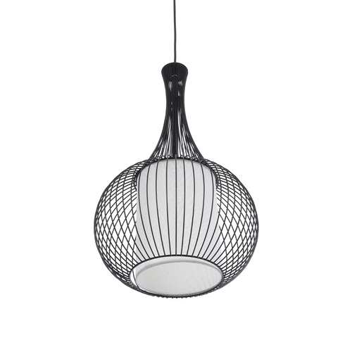 GloboStar® REA 01198 Μοντέρνο Κρεμαστό Φωτιστικό Πλέγμα Μονόφωτο 1 x E27 IP20 Μαύρο Μέταλλο με Λευκό Ύφασμα - Μ30 x Π30 x Υ50cm GloboStar® REA 01198 Μοντέρνο Κρεμαστό Φωτιστικό Πλέγμα Μονόφωτο 1 x E27 IP20 Μαύρο Μέταλλο με Λευκό Ύφασμα - Μ30 x Π30 x Υ50cm