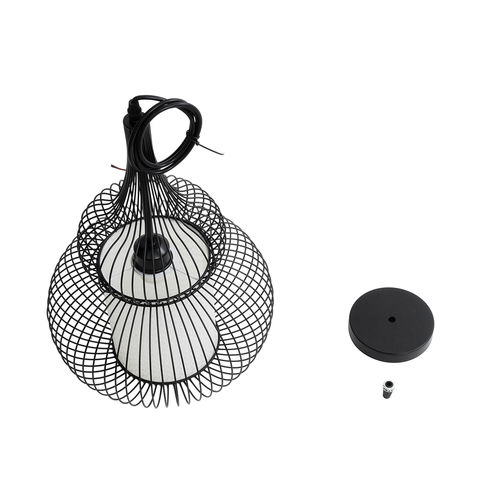 GloboStar® REA 01199 Μοντέρνο Κρεμαστό Φωτιστικό Πλέγμα Μονόφωτο 1 x E27 IP20 Μαύρο Μέταλλο με Λευκό Ύφασμα - Μ31 x Π31 x Υ42cm GloboStar® REA 01199 Μοντέρνο Κρεμαστό Φωτιστικό Πλέγμα Μονόφωτο 1 x E27 IP20 Μαύρο Μέταλλο με Λευκό Ύφασμα - Μ31 x Π31 x Υ42cm