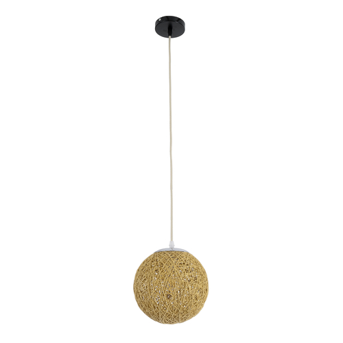 GloboStar® OCEANA 01200 Boho Κρεμαστό Φωτιστικό Μπάλα Μονόφωτο 1 x E27 IP20 Μπεζ Σχοινί - Μ20 x Π20 x Υ20cm