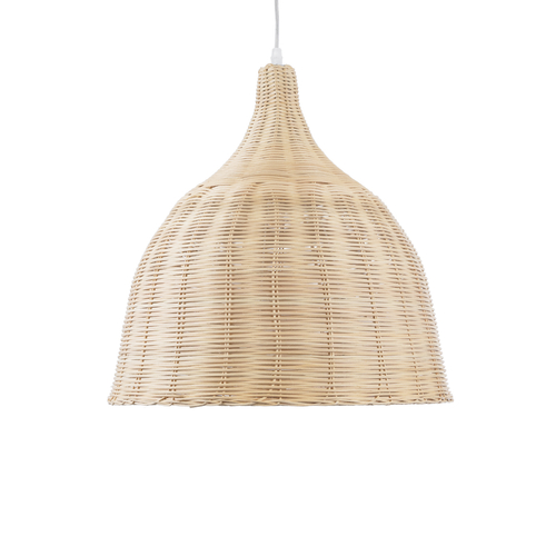 GloboStar® BAHAMAS 01203 Boho Κρεμαστό Φωτιστικό Καμπάνα Μονόφωτο 1 x E27 IP20 Μπεζ Ξύλο - Μ45 x Π45 x Υ47cm