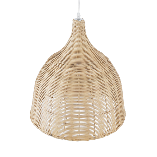 GloboStar® BAHAMAS 01203 Boho Κρεμαστό Φωτιστικό Καμπάνα Μονόφωτο 1 x E27 IP20 Μπεζ Ξύλο - Μ45 x Π45 x Υ47cm