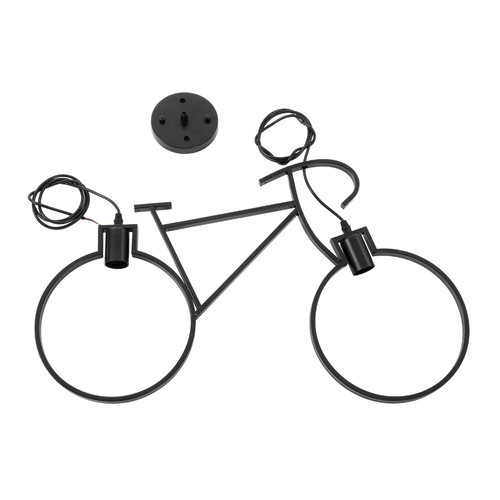 GloboStar® BIKE 01213 Vintage Κρεμαστό Φωτιστικό Φιγούρα Δίφωτο 2 x E27 IP20 Μαύρο Μέταλλο - Μ67 x Π3.5 x Υ41cm