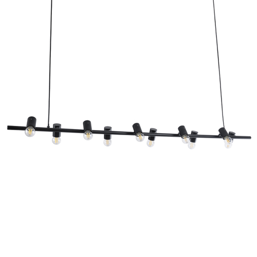 GloboStar® ALFREDA 01242 Μοντέρνο Κρεμαστό Φωτιστικό Ράγα Πολύφωτο 10 x E27 IP20 Μαύρο Μέταλλο - Μ140 x Π18 x Υ7cm