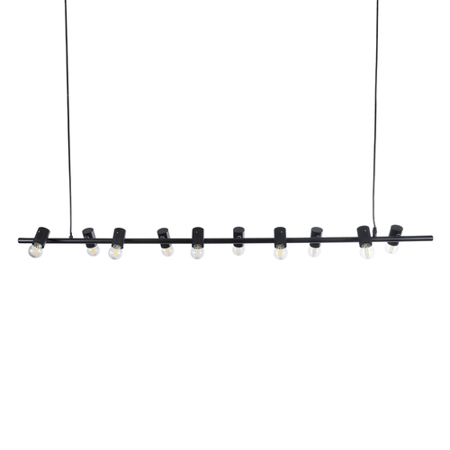 GloboStar® ALFREDA 01242 Μοντέρνο Κρεμαστό Φωτιστικό Ράγα Πολύφωτο 10 x E27 IP20 Μαύρο Μέταλλο - Μ140 x Π18 x Υ7cm