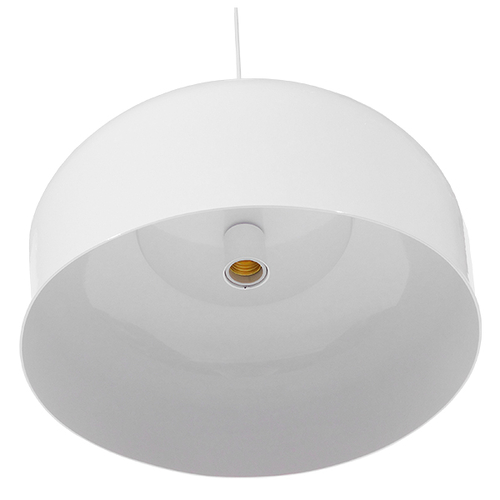 GloboStar® VILI 01260 Μοντέρνο Κρεμαστό Φωτιστικό Καμπάνα Μονόφωτο 1 x E27 IP20 Λευκό Μέταλλο με Μπεζ Ξύλο - Μ35 x Π35 x Υ27cm