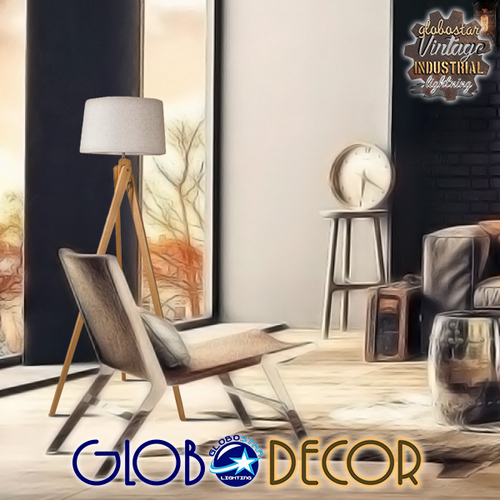 GloboStar® TRIPOD 01263 Μοντέρνο Επιδαπέδιο Φωτιστικό Μονόφωτο 1 x E27 IP20 Μπεζ Ξύλο με Μπεζ Ύφασμα - Μ40 x Π40 x Υ143cm