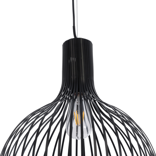 GloboStar® SCANDI 01266 Μοντέρνο Κρεμαστό Φωτιστικό Πλέγμα Μονόφωτο 1 x E27 IP20 Μαύρο Μέταλλο - Μ38 x Π38 x Υ50cm