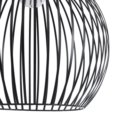 GloboStar® SCANDI 01266 Μοντέρνο Κρεμαστό Φωτιστικό Πλέγμα Μονόφωτο 1 x E27 IP20 Μαύρο Μέταλλο - Μ38 x Π38 x Υ50cm