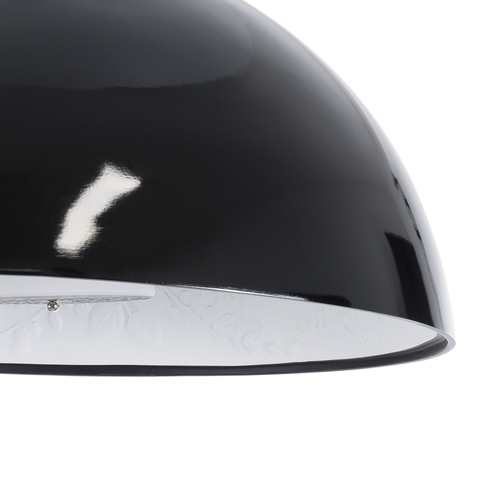 GloboStar® SERENIA 01270 Μοντέρνο Κρεμαστό Φωτιστικό Καμπάνα Μονόφωτο 1 x E27 IP20 Μαύρο Μέταλλο με Λευκό Γύψο - Μ60 x Π60 x Υ30cm