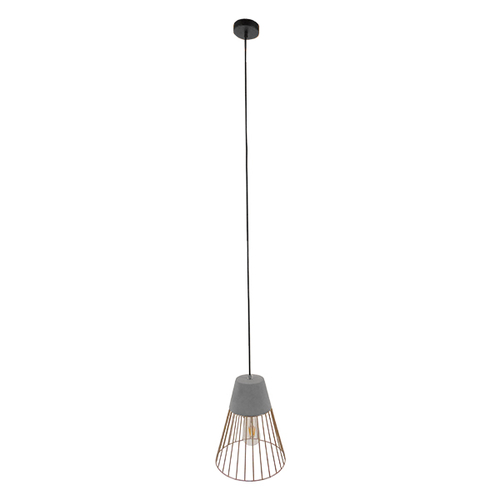 GloboStar® DURANT 01323 Μοντέρνο Κρεμαστό Φωτιστικό Πλέγμα Μονόφωτο 1 x E27 IP20 Γκρι Τσιμέντο με Μπεζ Μέταλλο - Μ25 x Π25 x Υ31cm