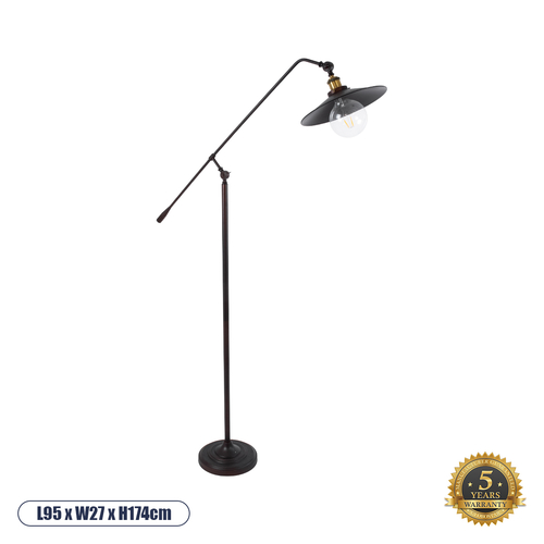 GloboStar® SILENE 01243 Vintage Επιδαπέδιο Φωτιστικό Μονόφωτο 1 x E27 IP20 Μαύρο & Χρυσό Μέταλλο - Μ30 x Π30 x Υ194cm GloboStar® SILENE 01243 Vintage Επιδαπέδιο Φωτιστικό Μονόφωτο 1 x E27 IP20 Μαύρο & Χρυσό Μέταλλο - Μ30 x Π30 x Υ194cm