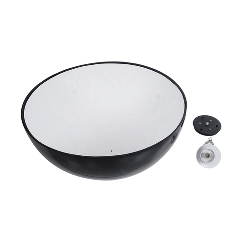 GloboStar® SERENIA 01272 Μοντέρνο Κρεμαστό Φωτιστικό Καμπάνα Μονόφωτο 1 x E27 IP20 Μαύρο Μέταλλο με Λευκό Γύψο - Μ90 x Π90 x Y40cm