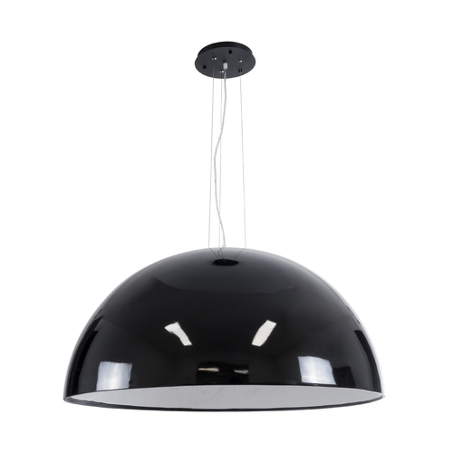 GloboStar® SERENIA 01272 Μοντέρνο Κρεμαστό Φωτιστικό Καμπάνα Μονόφωτο 1 x E27 IP20 Μαύρο Μέταλλο με Λευκό Γύψο - Μ90 x Π90 x Y40cm