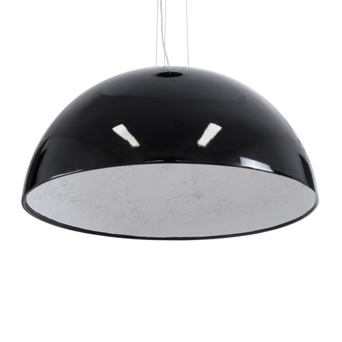 GloboStar® SERENIA 01272 Μοντέρνο Κρεμαστό Φωτιστικό Καμπάνα Μονόφωτο 1 x E27 IP20 Μαύρο Μέταλλο με Λευκό Γύψο - Μ90 x Π90 x Y40cm