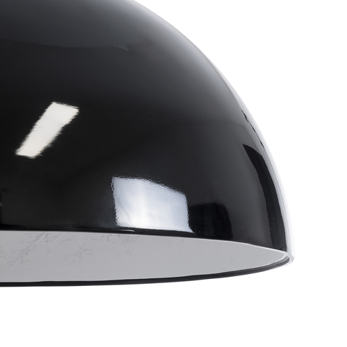 GloboStar® SERENIA 01272 Μοντέρνο Κρεμαστό Φωτιστικό Καμπάνα Μονόφωτο 1 x E27 IP20 Μαύρο Μέταλλο με Λευκό Γύψο - Μ90 x Π90 x Y40cm