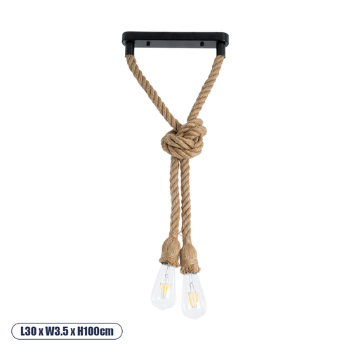 GloboStar® ROPE 01279 Vintage Κρεμαστό Φωτιστικό Ράγα Δίφωτο 2 x E27 IP20 Μπεζ Σχοινί - Μ30 x Π3.5 x Υ100cm GloboStar® ROPE 01279 Vintage Κρεμαστό Φωτιστικό Ράγα Δίφωτο 2 x E27 IP20 Μπεζ Σχοινί - Μ30 x Π3.5 x Υ100cm