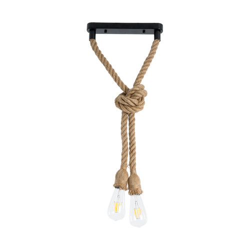 GloboStar® ROPE 01279 Vintage Κρεμαστό Φωτιστικό Ράγα Δίφωτο 2 x E27 IP20 Μπεζ Σχοινί - Μ30 x Π3.5 x Υ100cm GloboStar® ROPE 01279 Vintage Κρεμαστό Φωτιστικό Ράγα Δίφωτο 2 x E27 IP20 Μπεζ Σχοινί - Μ30 x Π3.5 x Υ100cm