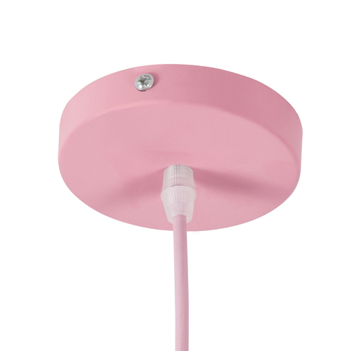 GloboStar® UPVALE 01284 Μοντέρνο Κρεμαστό Φωτιστικό Καμπάνα Μονόφωτο 1 x E27 IP20 Ροζ & Λευκό Μέταλλο - Μ40 x Π40 x Υ24cm