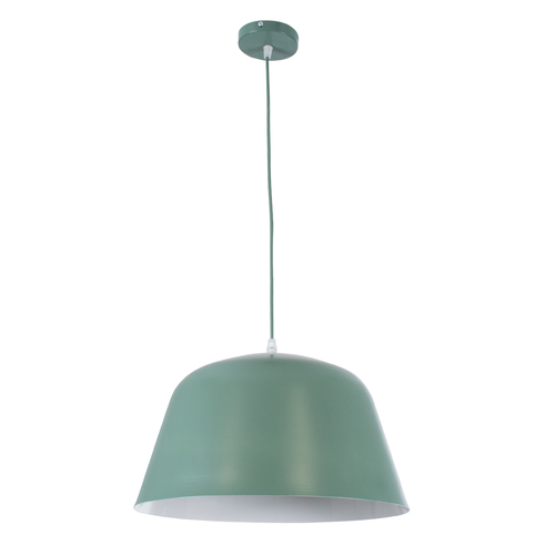 GloboStar® UPVALE 01285 Μοντέρνο Κρεμαστό Φωτιστικό Καμπάνα Μονόφωτο 1 x E27 IP20 Πράσινο & Λευκό Μέταλλο - Μ40 x Π40 x Υ24cm