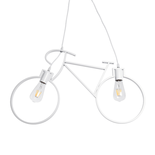 GloboStar® BIKE 01300 Vintage Κρεμαστό Φωτιστικό Φιγούρα Δίφωτο 2 x E27 IP20 Λευκό Μέταλλο - Μ67 x Π3.5 x Υ41cm