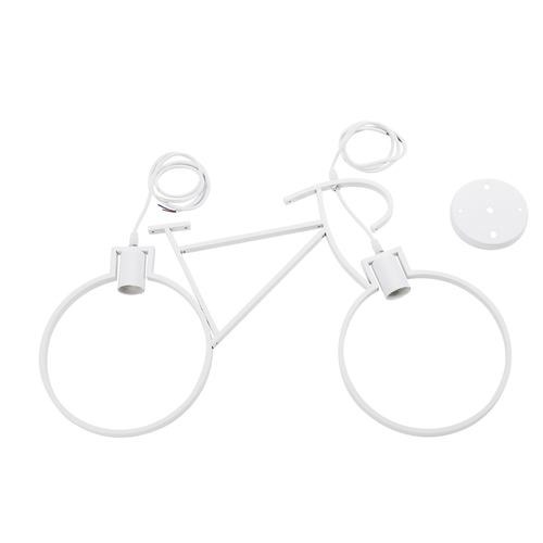 GloboStar® BIKE 01300 Vintage Κρεμαστό Φωτιστικό Φιγούρα Δίφωτο 2 x E27 IP20 Λευκό Μέταλλο - Μ67 x Π3.5 x Υ41cm