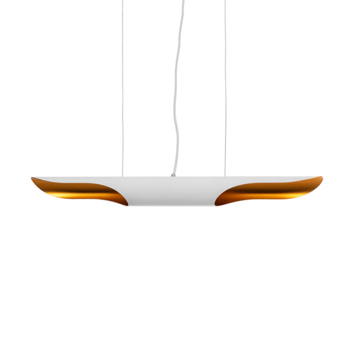 GloboStar® ESTERINA 01305 Μοντέρνο Κρεμαστό Φωτιστικό Ανάρτηση Δίφωτο 2 x E27 IP20 Λευκό & Χρυσό Μέταλλο - Μ60 x Π6 x Υ6cm