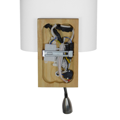 GloboStar® SUTTON 01316 Μοντέρνο Επιτοίχιο Φωτιστικό Απλίκα με LED Βραχίονα Δίφωτο 1 x E27 IP20 Μπεζ Ξύλο, Λευκό Γυαλί με Ασημί Μέταλλο - Μ15 x Π20 x Υ22.5cm