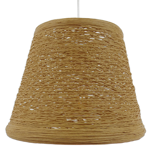 GloboStar® PLAYROOM 01332 Vintage Κρεμαστό Φωτιστικό Καπέλο Μονόφωτο 1 x E27 IP20 Μπεζ Rattan - Μ32 x Π32 x Υ27cm