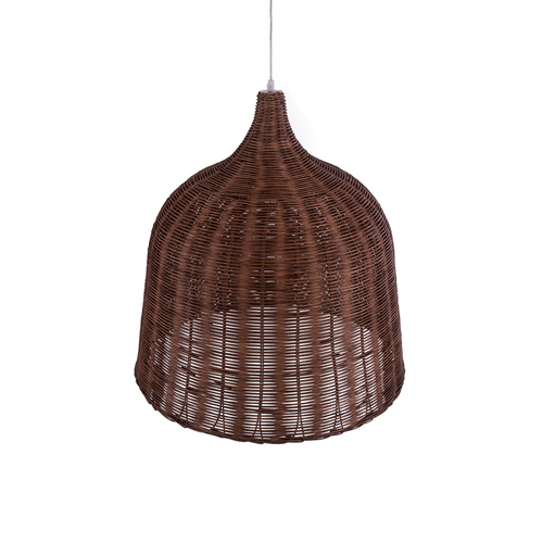 GloboStar® BAHAMAS 01369 Boho Κρεμαστό Φωτιστικό Καμπάνα Μονόφωτο 1 x E27 IP20 Καφέ Ξύλο - Μ60 x Π60 x Υ60cm