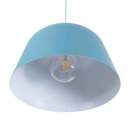 GloboStar® UPVALE 01286 Μοντέρνο Κρεμαστό Φωτιστικό Καμπάνα Μονόφωτο 1 x E27 IP20 Μπλε & Λευκό Μέταλλο - Μ40 x Π40 x Υ24cm