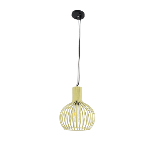 GloboStar® SCANDI 01387 Vintage Κρεμαστό Φωτιστικό Πλέγμα Μονόφωτο 1 x E27 IP20 Μπεζ Μέταλλο - Μ23 x Π23 x Υ30cm