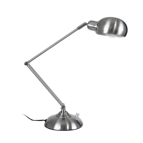 GloboStar® OFFICE CHROME 01393 Μοντέρνο Επιτραπέζιο Φωτιστικό Πορτατίφ Μονόφωτο 1 x E27 Χρώμιο Νίκελ Μεταλλικό Φ14 x Υ80cm
