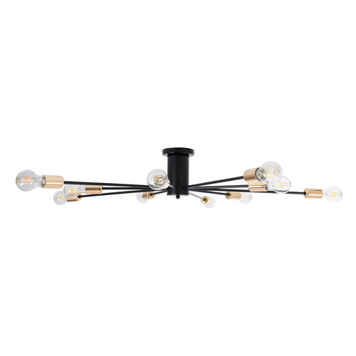 GloboStar® OLINDA 01244 Μοντέρνο Φωτιστικό Οροφής Πλέγμα Πολύφωτο 10 x E27 IP20 Μαύρο Μέταλλο - Μ102 x Π102 x Υ17cm