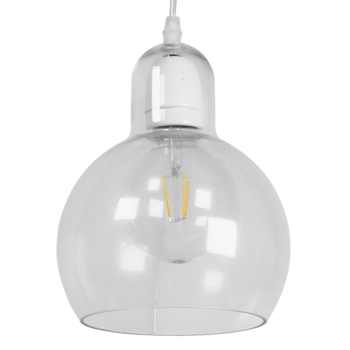 GloboStar® LUCREZIA 01314 Μοντέρνο Κρεμαστό Φωτιστικό Ανάρτηση Μονόφωτο 1 x E27 IP20 Διάφανο Γυαλί - Μ18 x Π18 x Υ23cm