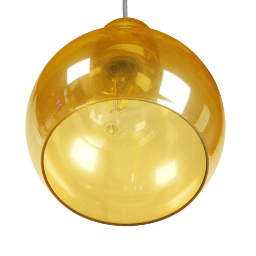 GloboStar® LUCREZIA 01315 Μοντέρνο Κρεμαστό Φωτιστικό Ανάρτηση Μονόφωτο 1 x E27 IP20 Μελί Γυαλί - Μ18 x Π18 x Υ23cm