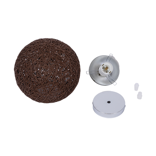 GloboStar® OCEANA 01354 Boho Κρεμαστό Φωτιστικό Μπάλα Μονόφωτο 1 x E27 IP20 Καφέ Σχοίνι - Μ20 x Π20 x Υ20cm