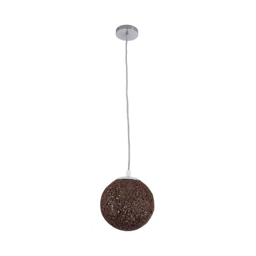 GloboStar® OCEANA 01354 Boho Κρεμαστό Φωτιστικό Μπάλα Μονόφωτο 1 x E27 IP20 Καφέ Σχοίνι - Μ20 x Π20 x Υ20cm