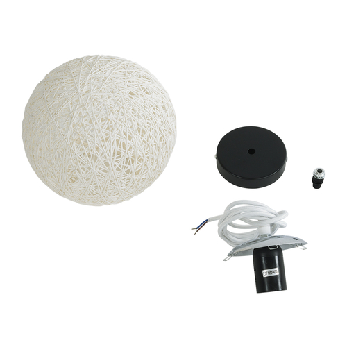 GloboStar® OCEANA 01355 Boho Κρεμαστό Φωτιστικό Μπάλα Μονόφωτο 1 x E27 IP20 Λευκό Σχοινί - Μ20 x Π20 x Υ20cm